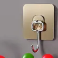 Strong adhesive wall hook with square gold base and silver metal hook variant - 7*7 Brushed Large Hook