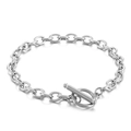 Polished silver stainless steel link chain bracelet with a classic toggle clasp - 210mm x 6mm / Silver