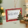 Wooden Welcome Christmas ornament with hand-painted tree and rustic jute twine hanging loop - Welcome Sign Board