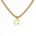 18K gold plated Cuban link chain necklace with minimalist capital G letter pendant for women - Letter G / Gold