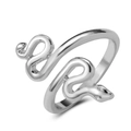 Verstellbarer silberner Schlangenring mit poliertem Metall und gewundenem Design - Silber (Weiß K G-486)