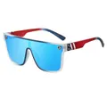 Flat top sunglasses with blue mirrored lenses and red-blue gradient stars and stripes frames - E3 Matte Clear Frame / Blue Mirror / American Flag