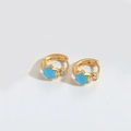 Golden chunky hoop earrings with blue star charms and sparkling crystal details - Blue