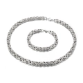 Conjunto de joyas de acero inoxidable plateado con collar de cadena real y brazalete - 7mm de Ancho (KS137945-Z)