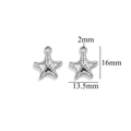Silver stainless steel starfish pendants for jewelry making, dimensions 16mm x 13.5mm - Steel Color Starfish-525