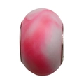 Pink and white marble resin bead with metal core for DIY bracelet making projects - Pink White Marble Pattern Large Hole Bead