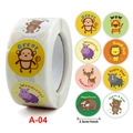 Rouleau d'autocollants de motivation animaux pour enfants avec huit motifs de dessins animés - Style A-04 Animaux Sauvages