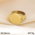 Minimalist round signet ring in 18K gold-plated stainless steel with a polished finish - Gold 18mm