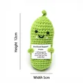 Handmade crochet positive pickle doll with encouragement card, height 12cm width 5cm - Sprout Green Pickle with Emotional Support Card