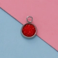 Detail shot of a 12mm stainless steel round pendant with red textured resin inlay - Red Textured Resin Style (29)