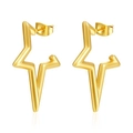 Chic 18K gold-plated stainless steel hollow star stud earrings with a polished finish - Star Studs / Gold (MS-595)