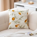 Velvet cushion cover with beige base and 3D embroidered white daisy floral patterns - White Daisy