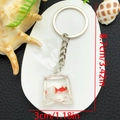 Resin goldfish water bag keychain in vibrant red, creative charm with detailed dimensions - Keychain / Orange Red White Fish Keychain
