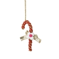 Christmas candy cane decoration in red and gold weaving with a shiny sequin bow - Red Christmas Candy Cane