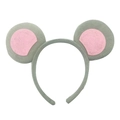 Gray plush elephant mouse ear headband with pink inner circles for cosplay costume - Pink Headband