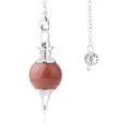 Brown goldstone crystal healing pendulum with silver chain and decorative sphere - Gold Sandstone