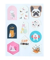 Variety set of cartoon animal gift tags and stickers in blue and pink pastel colors - Sticker - Dog Head