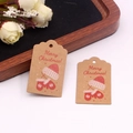 Dettaglio di etichette natalizie in carta kraft con motivo a cappello e guanti rossi - Stile 4/Cappello di Natale e guanti / 3*5cm [100Pezzi]