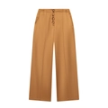Pantalones anchos de satén caramelo para mujer con cintura alta y cinco botones - XS / Amarillo Tierra