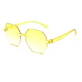 Rimless octagonal sunglasses in vibrant translucent yellow jelly color for women - Gradient Yellow