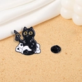 Detail of creative black cat enamel pin with rubber back clasp and cartoon ghost design - Cat with Gun on Ghosts (CZ0318-4)