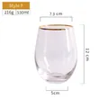 Style F gold rimmed egg-shaped glass cup with 530ml capacity and 12cm height - Style F (Gold Rim)