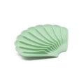 Detail of light green shell shaped silicone soap dish with non-slip drainage ridges - Shell Style / Milky Green