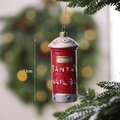 Kerstboomversiering in de vorm van een rode Santa's Mail Box brievenbus met zilveren accenten - Brievenbus