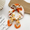 Elegant 70cm square silk scarf featuring a vibrant orange fruit pattern on ivory base - 70cm / Plum Orange Fruit