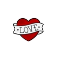 Spilla in smalto stile retrò con cuore rosso e striscione LOVE su sfondo bianco - Cuore Rosso LOVE