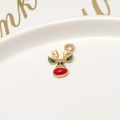 DIY Christmas reindeer pendant with gold alloy base and red drip oil accents for jewelry - 10# Reindeer (12*16mm)
