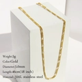 Golden 316L stainless steel chain necklace displayed on white cube, length 18 inch - Figaro Chain (46cm)