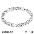 Silver stainless steel bracelet with flower-shaped links, 210mm length and lobster clasp - Steel Color Bracelet (20cm*5mm)