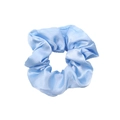 Elegant light blue satin silk scrunchie with a glossy finish and pleated texture - Light Blue