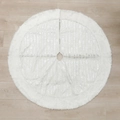 Falda para árbol de Navidad redonda con lentejuelas plateadas y borde de piel sintética - 120cm (48 pulgadas) / Blanco Plateado