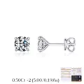 Classic S925 sterling silver 2ct moissanite stud earrings with GRA certification - 925 Silver / 0.50Ct Moissanite Stud Earrings