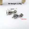 Retro Tibetan silver vajra bell pendant for DIY Buddhist prayer beads jewelry, 20mm long - Embossed Buddhist Bell (9#) / Antique Silver
