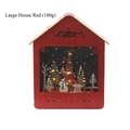 Großes rotes Vintage-Weihnachtshaus aus Holz mit LED-Licht und Schneemann-Szene - Großes Haus Rot