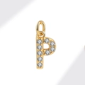 Golden letter P pendant charm with sparkling cubic zirconia stones for DIY jewelry - Gold (Letter P)