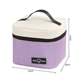Vierkante paars-beige geïsoleerde lunchtas met Tasty Food patch, 18x18x15cm - Paars