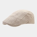 Detailopname van de beige baret met focus op de premium geweven stoftextuur - M (56-58cm) / Khaki