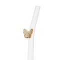 Transparent glass straw with amber butterfly detail for minimalist aesthetic - 8*200mm Bent Tube / Yellow Butterfly