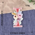 Floral embroidered letter I patch with red outline and colorful flowers for clothes - Letter I / Hot Melt Adhesive
