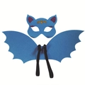 Set ali di pipistrello e maschera blu per bambini con glitter dorati per cosplay di Halloween - Bambini 0-5 Anni / Blu Set