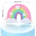 Pastel rainbow cake topper with clouds and hearts, approx. 10cm x 7.5cm size - Pink Heart Polymer Clay Rainbow