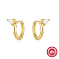 Goldene S925 Sterlingsilber Creolen mit birnenförmigem weißem Zirkonia-Stein - Gold Einzelne Birne Zirkonia