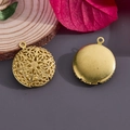 Pendentif médaillon rond vintage en or avec motif floral et dos uni et lisse - N°40 Médaillon Rond Ajouré Géométrique (20*23.5mm)