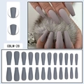 Set dettagliato di 24 unghie finte lunghe grigie opache a forma di ballerina, modello CBLM-28 - Grigio Opaco (CBLM-28)