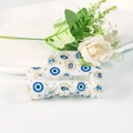 Elegant cream-colored Evil Eye hair claw clip featuring celestial star and moon patterns - Blue White Evil Eye with Gold Stars (D15-1-4)