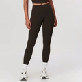 High-waisted tummy control yoga leggings in charcoal black with compression fabric - S / Black Coffee